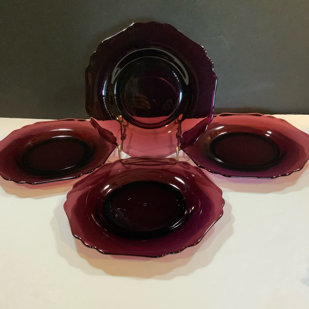 Vintage Cambridge Luncheon Plates Purple Amethyst Set of 4 Glass #13